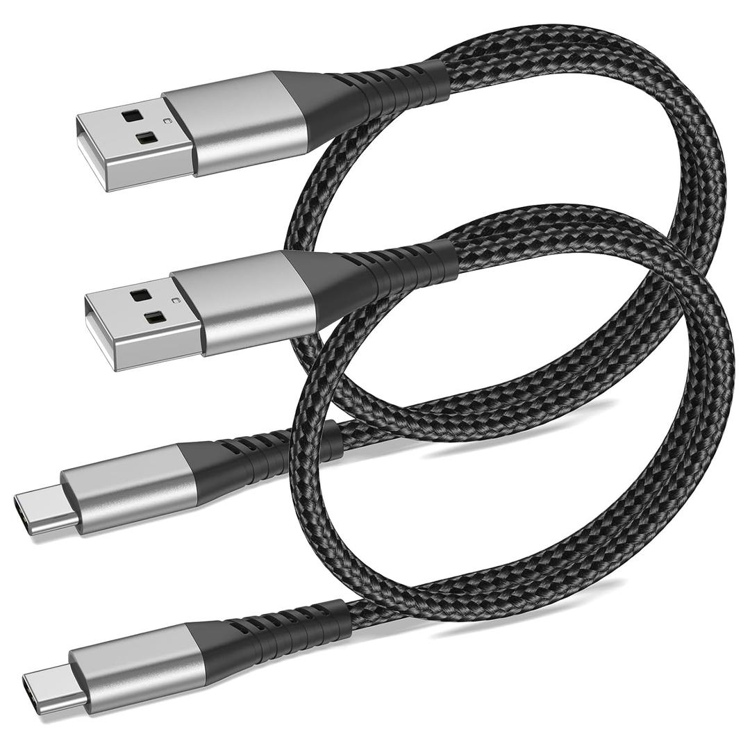 USB A to USB C Cable 2ft, 2 Pack Braided USB Type C Cable Fast Charging Cord, 2 ft USB to USB-C Cable for Car iPhone 15 16 17 Pro Max, iPad Air Pro, Samsung Galaxy S24 S23 Ultra, USBA to USBC Cable