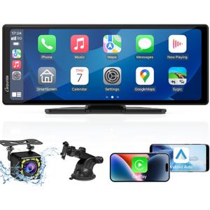 CARPURIDE 9.3 Inch Carplay Screen for Car, Compatible with Wireless/Wired Apple CarPlay, Android Auto and Mirror Link - Bluetooth Audio, Navigation,Siri, FM, AUX, C92 with Backup Cam