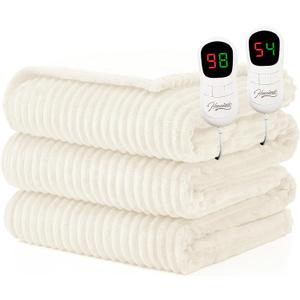 Homemate Electric Heated Blanket King Size - 100"x90" Heating Blanket King Size Dual Control 1/2/4/6/8 Hours Auto-Off 10 Heat Level Over-Heat Protection Soft Flannel Sherpa ETL Certification