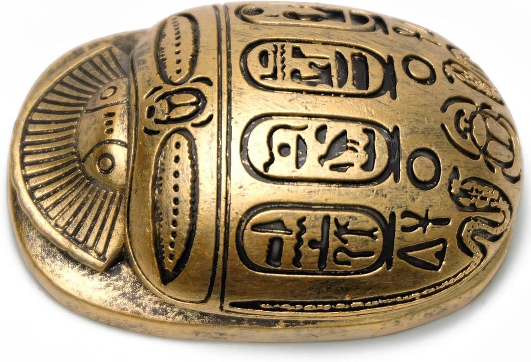 TRANSGOOD Egyptian Black Scarab Collectible Figurine Ancient Statue Hand Painted Sculpture