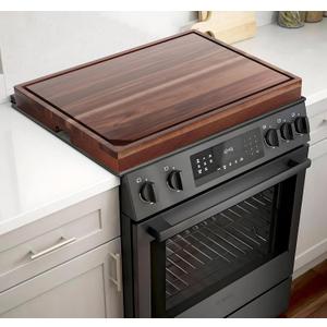 Acacia Noodle Board Stove Cover with Wavy Handles, Wooden Stove Top Cover for Gas Burners & Electric Stove, Stovetop Cutting Board with Juice Grooves, Serving Tray 30"L x 22"W x 2.5"H
