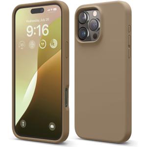 elago Compatible with iPhone 16 Pro Max Case, Premium Liquid Silicone Case, Full Body Protective Cover, Shockproof, Slim Phone, Anti-Scratch Soft Microfiber Lining, 6.9 inch (Brown)