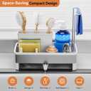 Laveshop Sponge Holder for Kitchen Sink, Rustproof Stainless Steel Sink Caddy with Auto-Drain, Removable Brush Holders, Soap and Dishcloth Organizer, White