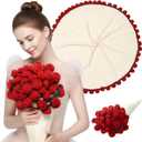 43in Handmade Crochet Flower BlanketFinished Flower Bouquet Blanket Romantic Gift for Birthday Wedding Valentines Day Mother's Day Christmas,Soft Knitted Throw Rose Blankets