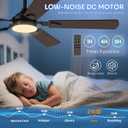 Ceiling Fans with Lights, 52 Inch Modern Ceiling Fans with Lights and Remote Control, DC Reversible Motor, Noiseless, 3CCT, Ceiling Fan for Bedroom, Living Room, Apartment Indoor/Outdoor Use