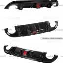 Duckbill Rear Spoiler & Rear Diffuser Compatible with Infiniti Q50 2014-2017 Sedan, Glossy Black Sport Style Trunk Wing Lip and Rear Bumper Splitter Kit
