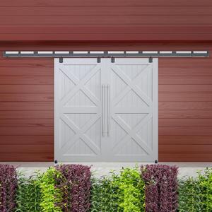 DIYHD 24FT Exterior Double Sliding Barn Door Hardware,Heavy Duty Wall Mount Box Track Kit for Outdoor Use,MAX Load 330lbs,Kit to Hang 2 Doors(Fit 72" X 2 Door)