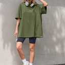 Tankaneo Womens Oversized Tshirts Crew Neck Short Raglan Sleeve Tunic Tops Summer Casual Loose Fit Workout Tee Shirts (L)