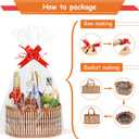 3 Set Baskets for Gifts Empty, Large Woven Bamboo Gift Basket Kit with Handles, Sturdy Empty Gift Baskets to Fill for Mothers Day, Birthday Party Wrapping Gift -3 Cellophane Wrap Bags with Gift Card
