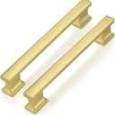 Probrico 5 Pack 5 Inch Brushed Gold Cabinet Pulls, Gold Kitchen Cabinet Handles for Elegant Upgrades, Durable Bathroom Hardware Set, Heavy-Duty Drawer Pulls for Dresser Hardware