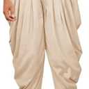 PASLTER Mens Kaftan Linen Cotton Pants Casual Kurta Elastic Waist Harem Baggy Yoga Pants Loose Fit Boho Hippie Trousers L