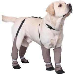 Dog Suspender Boots, Warm Dog Paw Protectors, Waterproof Doggy Booties for Winter, Anti-Slip Reflective Pet Shoes Snow Boots for Outdoor Walking,Hiking, Sandy, Muddy (Small)