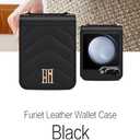 Wallet Case for Samsung Galaxy Z Flip 5 5G 2023 with Crossbody Shoulder Strap, Credit Card Holder, Luxury PU Leather Full Body Cell Phone Cover for ZFlip5 Z5 G Flip5 5Z Women Men Black