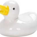 Ceramic Cute Yellow Duck Chopsticks Holder Miniature Cartoon Animal Chopstick Rest Rack for Dinner Spoon Fork Knife Tableware(A,White), 2 Pack