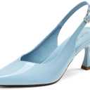 Elisabet Tang Women's Kitten Heel Slingback Low Pumps 3 Inches Stiletto Pointed Closed Toe Elegant Dressy Bridal Wedding Party Shoes (8.5, Blue)