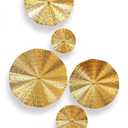 Gold Wall Decor for Living Room Hallway, 5PCS Metal Wall Art Hanging Sculptures Bedroom Decoration, 3D Metal Leaf Accent with 5 Sizes, Large Modern Artwork for Home Office Bathroom Kitchen