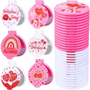 Namalu 36 Pcs Galentine's Day Pink Mini Compact Mirrors Gifts Bulk for Women Portable Round Pocket Makeup Mirror Gift for Xmas Purse Party Favors