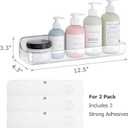 UDD Acrylic Clear Shower Caddy Adhesive Shelf, 2pc Plastic Shower Organizer with Self Adhesive Tape, No Drilling Wall Mount Shower Shelves for Bathroom Kitchen, Transparent