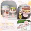 Set of 9 Cake Stands Metal Cupcake Stand Set Multiple Styles Candy Fruit Display Tower Dessert Plate Cake Serving Tray for Birthday Party Wedding Anniversary Baby Shower Engagement (Pink)