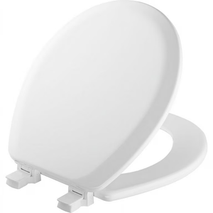 Mayfair Cameron White Toilet Seat, Non Slip Heavy Duty Wood, Easy Clean, Round