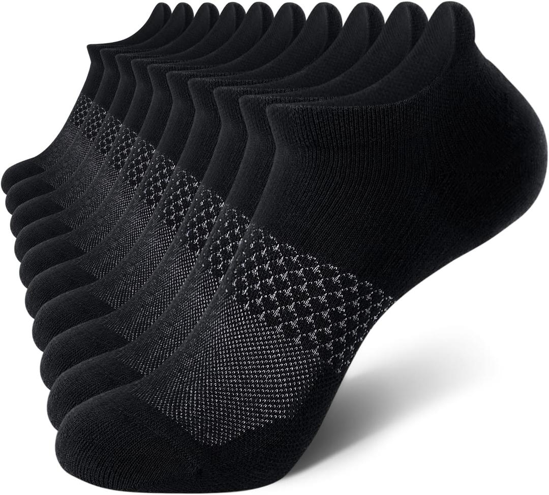 CS CELERSPORT 5 Pairs Women's Ankle Running Socks Cushioned Athletic Sport Socks with Tab (Black, S)
