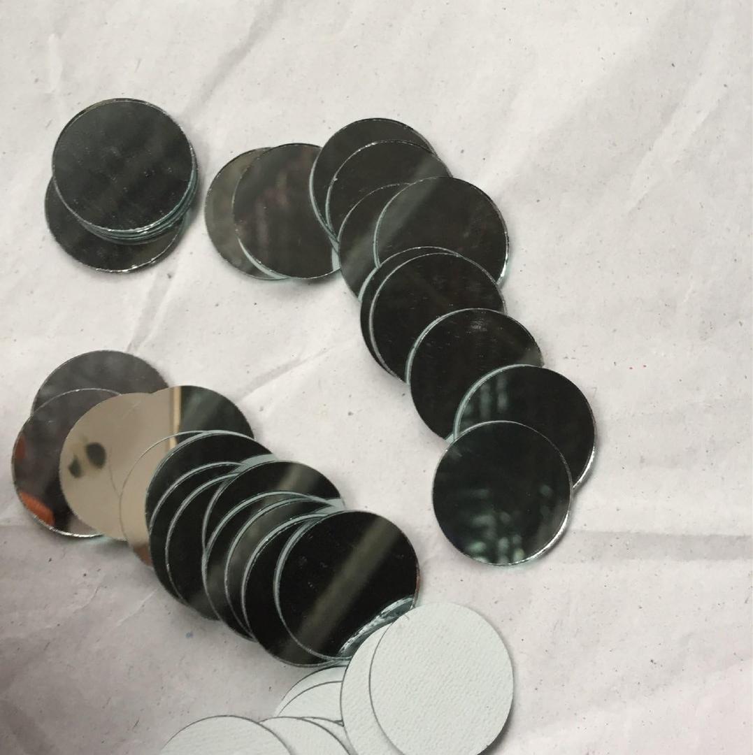 100pcs Round Mirror Mosaic Tiles 2cm (3/4"),Large Real Glass Circles for Wall Decor, Backsplash, Furniture Upcycling & DIY Crafts - Smooth Edge