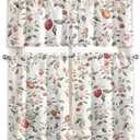 Farmhouse Floral Boho Kitchen Curtains 36 Inch Length Durable Flower, 3 Piece Set, Vibrant Colors Seasonal Kitchens Window Curtain Over Sink for Decor Blackout (54"W x 36"L (Pack of 1))