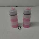 Baderke 2 Pcs Protein Powder Container with Funnels Stand, 4 Stackable Leakproof Protein Powder Dispenser, Portable Keychain Powder Container for Workout, Fitness, Travel(Pink, White)