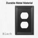 OKAWYC Single Duplex Outlet Cover Plate, 4- Pack Black Luca Metal Wall Plate 1 Gang, for Light Switch Cover, Receptacle Light Switch, Switch Cover Decorative Wallplate, Durable