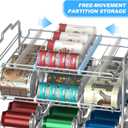 4 Tiers Stackable Can Rack Organizer, Wear-resistant Upgrade Beverage Food Can Dispenser Holder Holds up to 48 Cans for Kitchen Cabinet and Pantry (Silver)