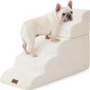 ZOMISIA Dog Stairs for High Beds - Pet Stairs Ramp for Couch, 35D Foam Dog Steps for Small to Large Pets, with Non-Slip Bottom Beige, 5 Steps