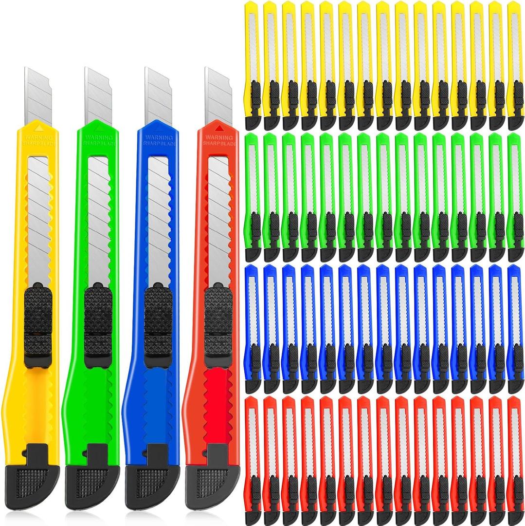 300 Pcs Box Cutters Retractable Utility Knife Office Supplies 9mm Wide Blade Cutter Compact Razor Knife for Home Use(Multicolor)