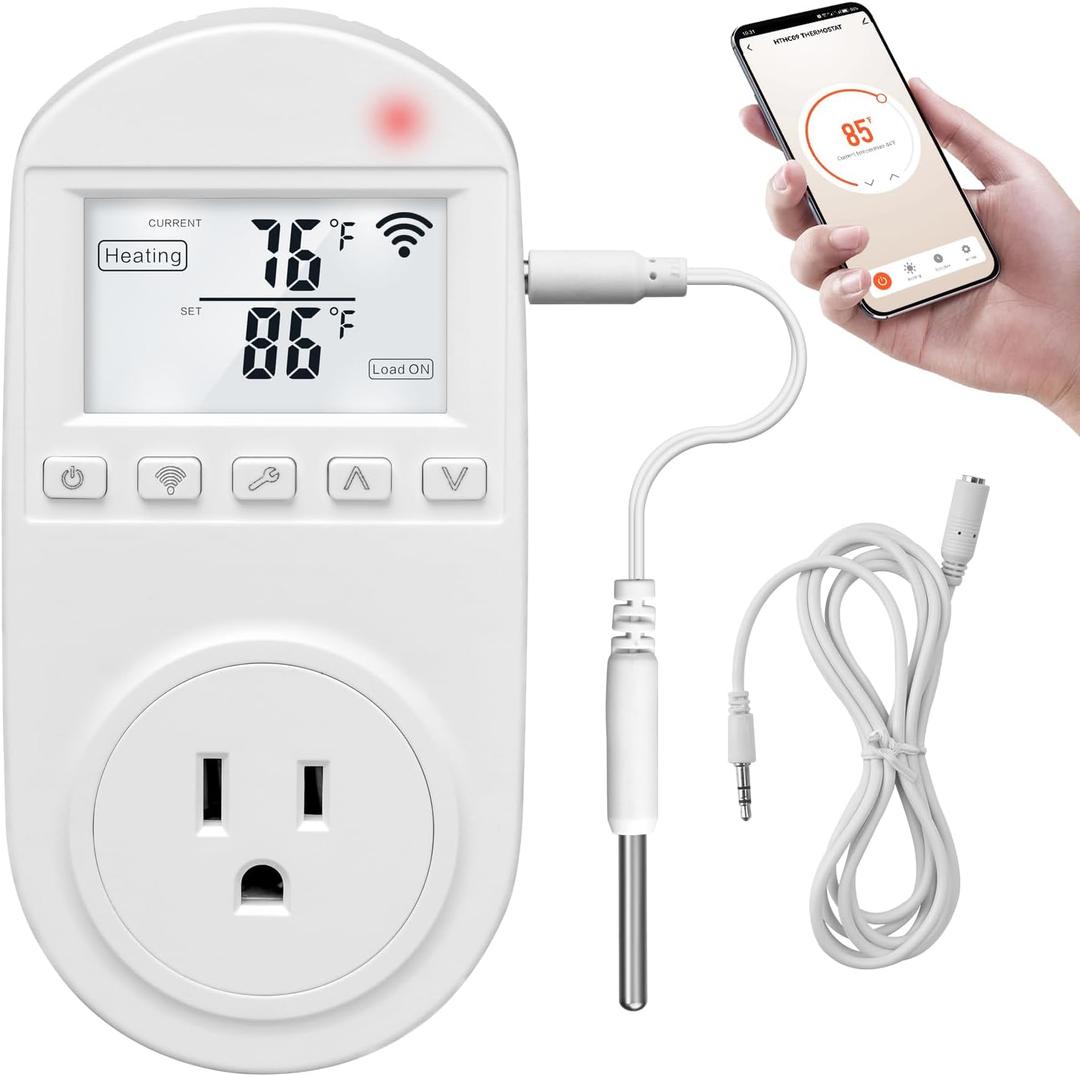 New Generation! Briidea Smart WiFi Temperature Control Outlet Compatible with Alexa Google Assistant, Perfect for Households Greenhouses Reptile Enclosures Incubators, 110V/16A