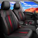 Fit RAV4 Car Seat Covers for Select Toyota RAV4 2013-2024 2025/RAV4 Hybrid - Full Coverage Leather, Waterproof & All Weather Seat Cushion Protector, Full Set, Black with Red Trim