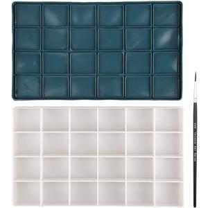 Transon Artist Paint Saver Palette 24 Wells with 1 Fine Paintbrush