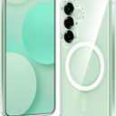 FNTCASE for Samsung Galaxy S25 Case: for Galaxy S24 Clear Magnetic Military Grade Drop Protection Shockproof Anti Yellowing Cell Phone Cover - Slim Rugged Protective Bumper Transparent Cases(Clear)