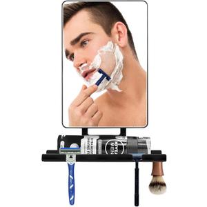 Shower Mirror,Mirror for Shower with Razor Holder,Adjustable Shower Shave Mirror for Men and Women,NO-Drilling,Removable,Shatterproof &Waterproof with 2 Adhesive Hooks