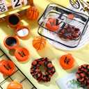 Yungyan 36 Pcs Basketball Gifts 12 Basketball Makeup Bag for Women Party Favors Team Gifts with 12 Sport Hair Scrunchies 12 Round Portable Folding Brush