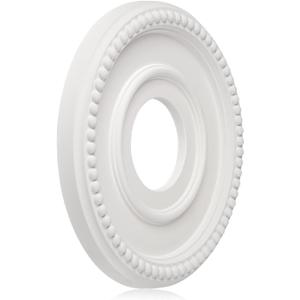 2 Pack Moldeds PU Ceiling Medallions for Light Fixtures and Ceiling Fans, 12.5" OD x 4" ID x 1-3/8 "P White (Fits Canopies up to 5-1/2")