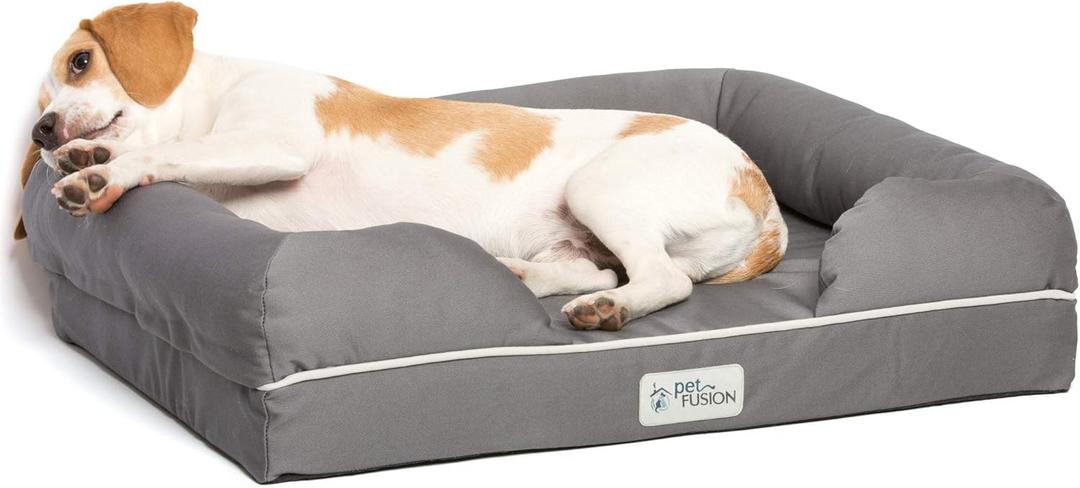 PetFusion Ultimate Dog Bed, Orthopedic Memory Foam, Multiple Sizes and Colors, Medium Firmness Pillow, Waterproof Liner, YKK Zippers, Breathable 35% Cotton Cover (Small (25x20"), Slate Grey)