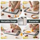 2 Packs Stainless Steel Cutting Board Set, Best Non Toxic Cutting Boards for Kitchen, Double Sided Metal Chopping Board for Meat/Fruit/Vegetables, Food Grade Kitchen Set Gift, [1611+1812 Inch] (Dark Gray)