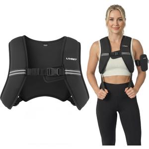 Weighted Vest for Women Men, Soft Iron, Reflective Strips | Soft iron filling, washable, buckle fits 35.4-45.7in chest, reflective strips, arm pocket, for yoga jogging strength training, 10 LB