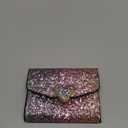 Metal Sequins Small Wallet PU Leather Patchwork Hasp for Women Girls (Heart)