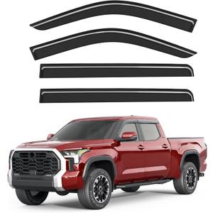 Outside-Mount Window Rain Guards Fit for 2022-2026 Toyota Tundra CrewMax Cab Full-Size, Extra Durable Window Visors Deflector Dark Smoke Vent Shades Car 4-pcs
