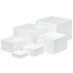 Acrylic Risers, 6 Pcs Acrylic Cube Display Stands, Buffet Risers, Food Risers for Buffet Table, Decorative Display Stand Shelf for Dessert Collectibles Jewelry Figures Show(White,3 to 8 Inch,Square)