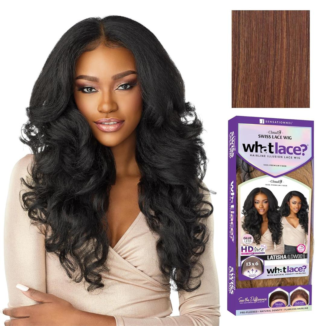 Sensationnel What Lace 13X6 Wigs - Latisha Lacefrontal Hand Tied Glueless Synthetic With Natural Density Preplucked Hairline (FLAMBOYAGECHOCOLATE)