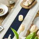 Artoid Mode Dark Blue Farmhouse Rustic Table Runner, Seasonal Holiday Hollow Kitchen Dining Table Decoration for Home Party Decor 12x72 Inch