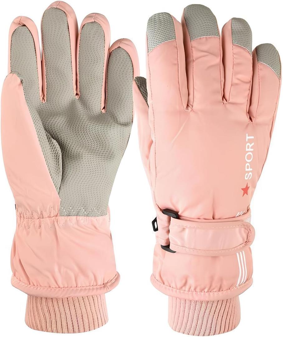 Kids Winter Snow Ski Gloves Boys Girls Warm Waterproof Breathable Gloves for Outdoor Sports (5-10 Years)