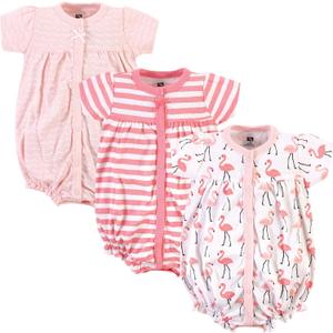 Hudson Baby Unisex Cotton Rompers (9-12 Months, Coral Flamingo)