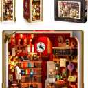 Magic Booknook Building Set with LED Light, 3.6mm Mini DIY Bookend Building Kit for Bookshelf & Home Decor, 1015 PCS Miniature Book Nook Building Block Model for Kids Adults Boys Girls Age 8+